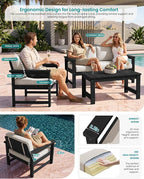 SERWALL 3 Pieces HDPE Outdoor Sofa Bistro Set - Image 2