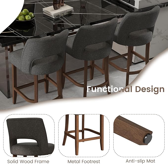 VKNOW Bar Stools Set of 2, Modern Counter Stools - Image 9
