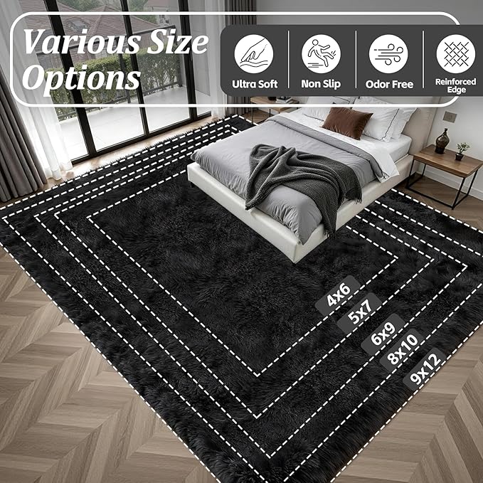 Fluffy Area Rugs 9x12 Living Room Bedroom: Ultra Soft Shag Rug Upgrade Non-Slip - Image 9