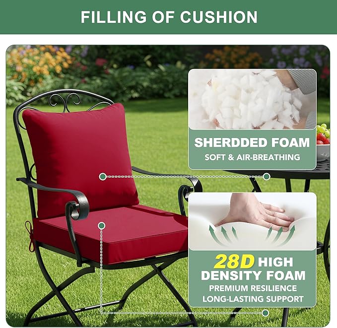 Summsun Outdoor Chair Cushions Set of 4, Waterproof Back Pillow and Seat - Image 4