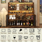 Loomie Wine Bar Cabinet with LED Light, Liquor Cabinet with Glass Holder - Image 7