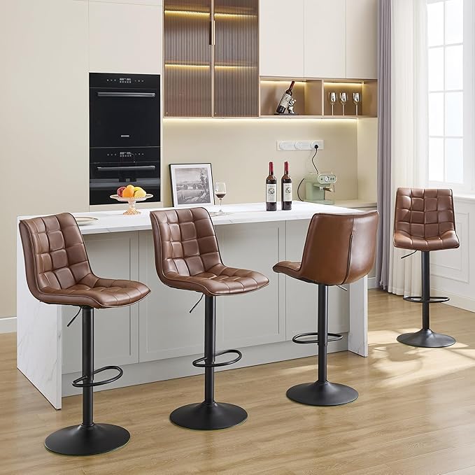 FIRAVOE Counter Height Bar Stools, Swivel Barstools Set of 4 - Image 6