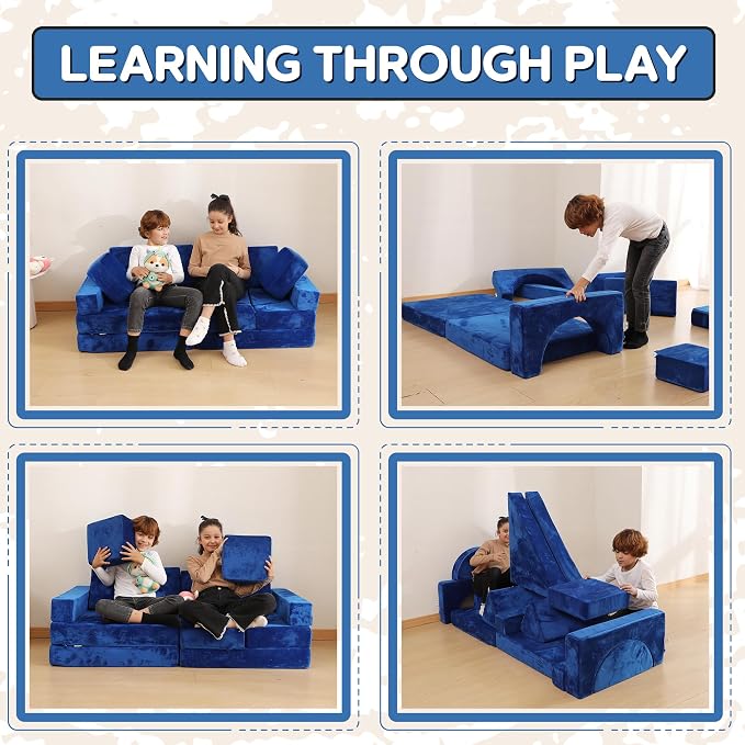 Contour Comfort Kids Couch 14 PC Modular Kids Play Couch Set – Convertible Sofa - Image 7