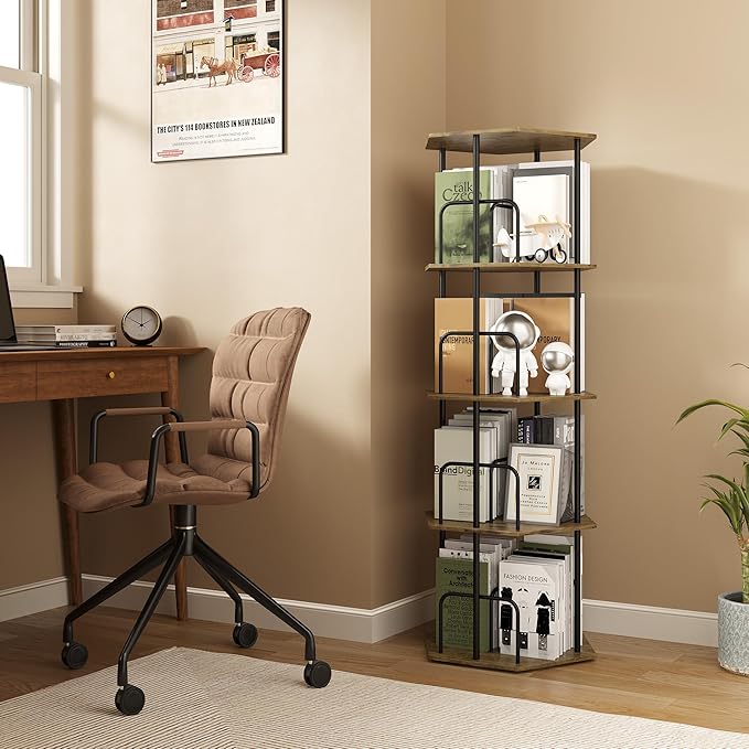 SUNMORY 4 Tier Rotating Bookshelf Tower, Revolving 360 ° Spinning Bookcase - Image 6