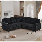 L-Shaped Sectional Couch with Storage and Pull Out Bed, Convertible Sofa Bed - Image 3
