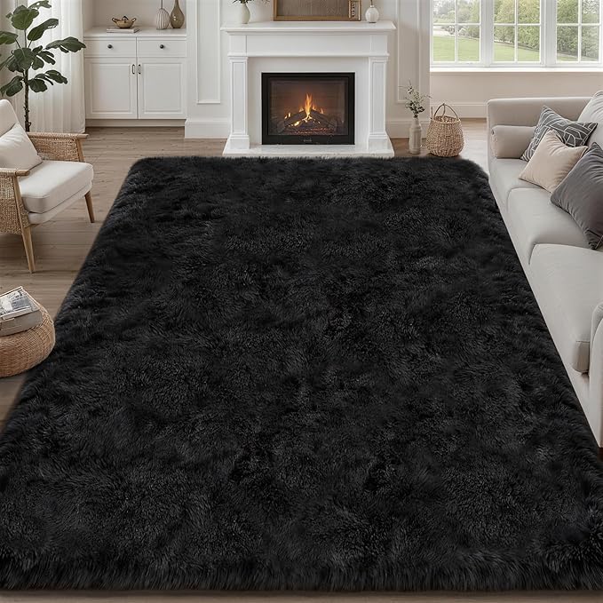 Fluffy Area Rugs 9x12 Living Room Bedroom: Ultra Soft Shag Rug Upgrade Non-Slip by Luxturiy