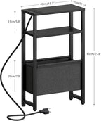 Narrow Side Table with Charging Station, Slim End Table with Magazine Rack - Image 3