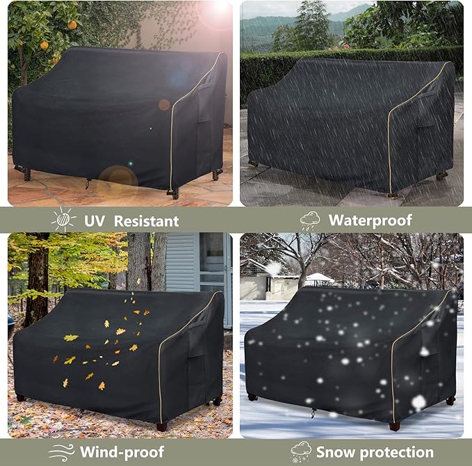 Patio 3-Seater Sofa Cover, Outdoor Couch Cover Fits up to 85W x 38D x 35H Inches - Image 9