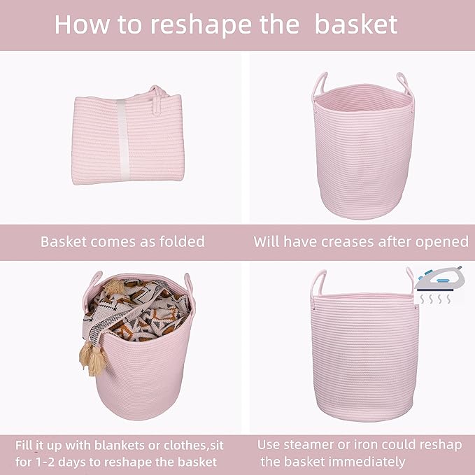 XUANGUO Cotton Rope Laundry Basket Hamper - Image 7