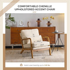 VINGLI Chenille Mid-Century Modern Accent Chair Set of 2, Cute Reading Arm Chair - Image 2