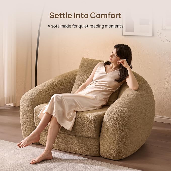 SICOTAS 49.9" Curved Convertible Sofa Couch Bed - Image 4