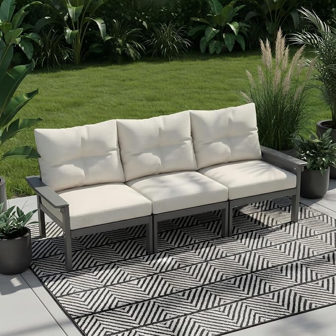 HDPE 4 Piece Patio Furniture Set, All-Weather Outdoor Couch - Image 8