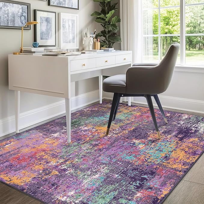 RELEANY Washable Area Rugs 7'x9' Non-Slip Modern Abstract Soft - Image 8