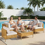 VINGLI 7 Piece Patio Sectional Furniture Set, Wicker Outdoor Furniture by VINGLI