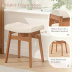 LUE BONA Solid Wood Vanity Bench Stool, 17.3" H Ergonomic Saddle Stool - Image 4