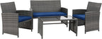 4 Piece Patio Ratten Set Outdoor Furniture Set Wicker Conversation Set - Image 7