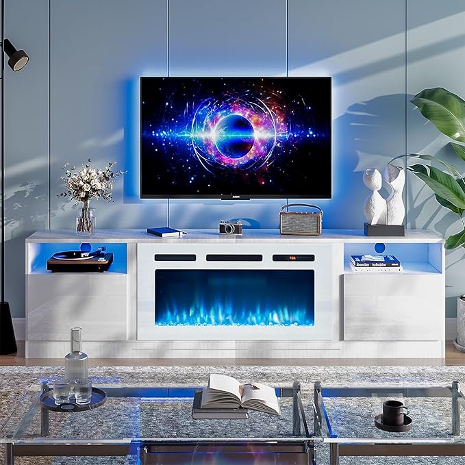 oneinmil 80” TV Stand with 36” Electric Fireplace, Large Modern Media by oneinmil