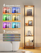 Display Shelf with RGBW Light, Color Changing Curio Cabinet Floor Lamp with - Image 4