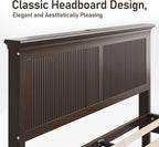 Lifezone Queen Bed Frame with Headboard, Solid Wood Bed Frame Queen Size with - Image 7