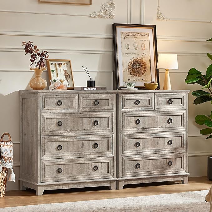 Joaxswe Farmhouse 5 Drawer Dresser - Image 5