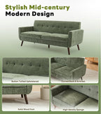 Tbfit 77.2" W Linen Sofa Couch, Mid Century Modern Decor Loveseat Couches - Image 7