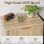Night Stand with 3 Drawers, Fluted Bed Side End Table with Metal Handle - Image 5