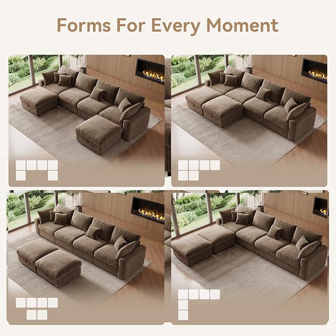 WorthFurni 140” Oversized Cloud Sectional Couches - Image 8