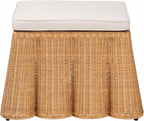 Bali & pari Palm Bohemian Honey Scallop Rattan Ottoman - Image 4