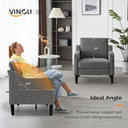 VINGLI Accent Chairs Set of 2 for Living Room, Light Grey Mid Century Modern - Image 4