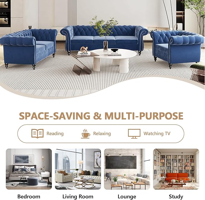 QHITTY 2 Piece Living Room Set, Sectional Chesterfield Sofa Chair Contemporary - Image 7