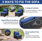 Jing's Villa 5-Piece Patio Furniture Set, All-Weather Outdoor Wicker Sectional - Image 6