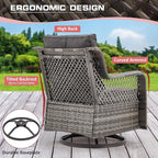 6 Pieces Wicker Patio Furniture Set Conversations Sets, 2 Outdoor 360° Swivel - Image 6
