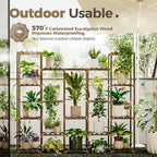 Bamworld Large Hanging Plant Stand Indoor Tall Plant Shelf Outdoor 14 Pots - Image 3