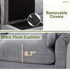 HAOMARKETS Corduroy 2-Piece Sofa Set, Upholstered Ottoman and 3-Seater Sofa - Image 4