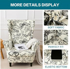 KRFOONN Velvet Wing Chair Slipcovers 2 Piece Stretch Printed Wingback Chair - Image 3