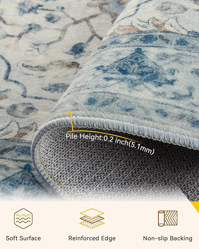 RELEANY Area Rugs 2'x9' Runner Rug Non Slip Washable - Image 3