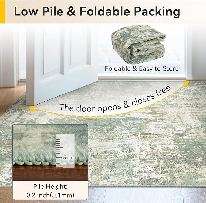 RELEANY Washable Area Rugs 2'x8' Non-Slip Modern Abstract Soft - Image 8