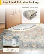 RELEANY Area Rugs 4'x6' Washable Non-Slip, Floral Vintage Distress Print - Image 4
