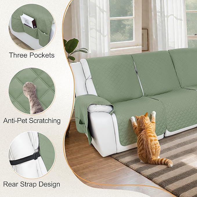 HDCAXKJ Reclining Sectional Couch Covers L Shape Recliner Sofa Middle Console - Image 4