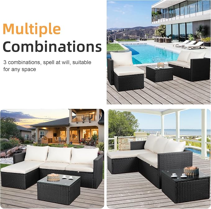 Shintenchi 4 Pieces Patio Furniture Sets, Outdoor Sofa Patio Sectional Sets All - Image 10