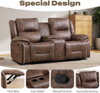 EBELLO Faux Leather Manual Recliner Sofa Set, 2 Seat Reclining Chair and a - Image 3