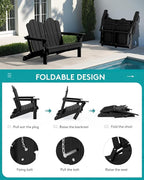 SERWALL Folding Adirondack Bench, HDPE All-Weather Adirondack Loveseat Set of 2 - Image 5