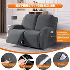 VANSOFY Oversized Recliner Cover, 2-Pieces Stretch Reclining Couch Cover - Image 5