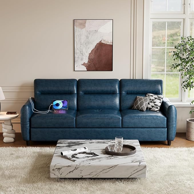 STHOUYN 85” Faux Leather Couch - Image 9