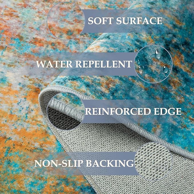 RELEANY Washable Area Rugs 6'x9' Non-Slip Modern Abstract Soft - Image 3