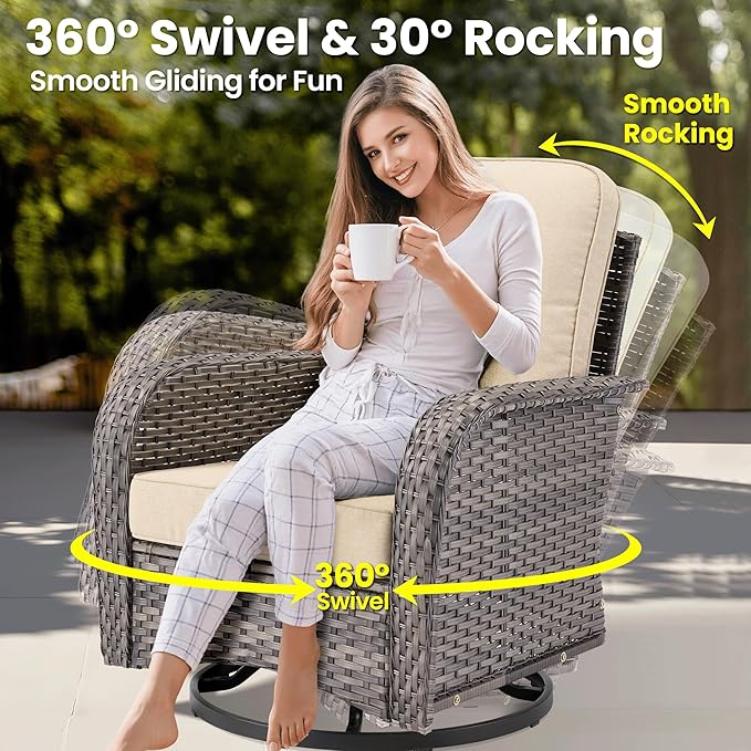 ovios 9 Pieces Patio Furniture Set, Outdoor Wicker Sofa Couch - Image 2