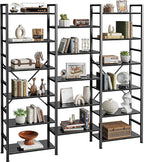 SUPERJARE Triple Bookshelf, Bookcase - Image 9