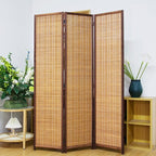3 Panel Bamboo Room Divider Screen, 5.6 FT Tall Bamboo Divider Folding Panel - Image 2
