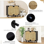 31.5" Black Accent Storage Cabinet, Modern Boho Sideboard - Image 2