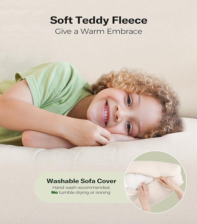 Welzona 83" Couches for Living Room, Teddy Sofa Couch, Comfy Sofas for Living - Image 4